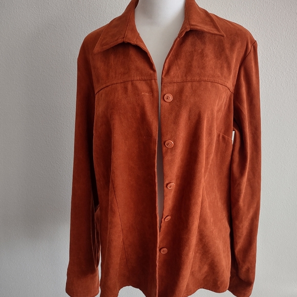 Notations rust brown faux suede 90's jacket M - Picture 1 of 5
